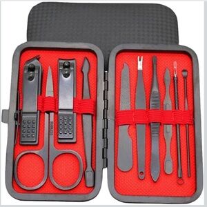 Elegant Black and Red Manicure Set